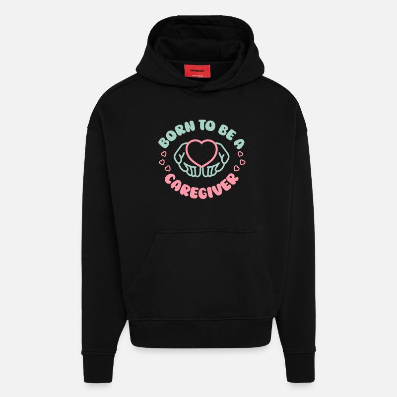 Infirmière, soins gériatriques - Sweat à capuche bio épais oversize fabriqué en UE - SOLID BLACK
