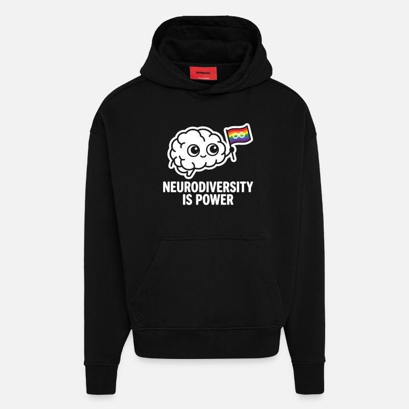 NEURODIVERSITY IS POWER Brain - Hoodie- made by SPREAD - SOLID BLACK