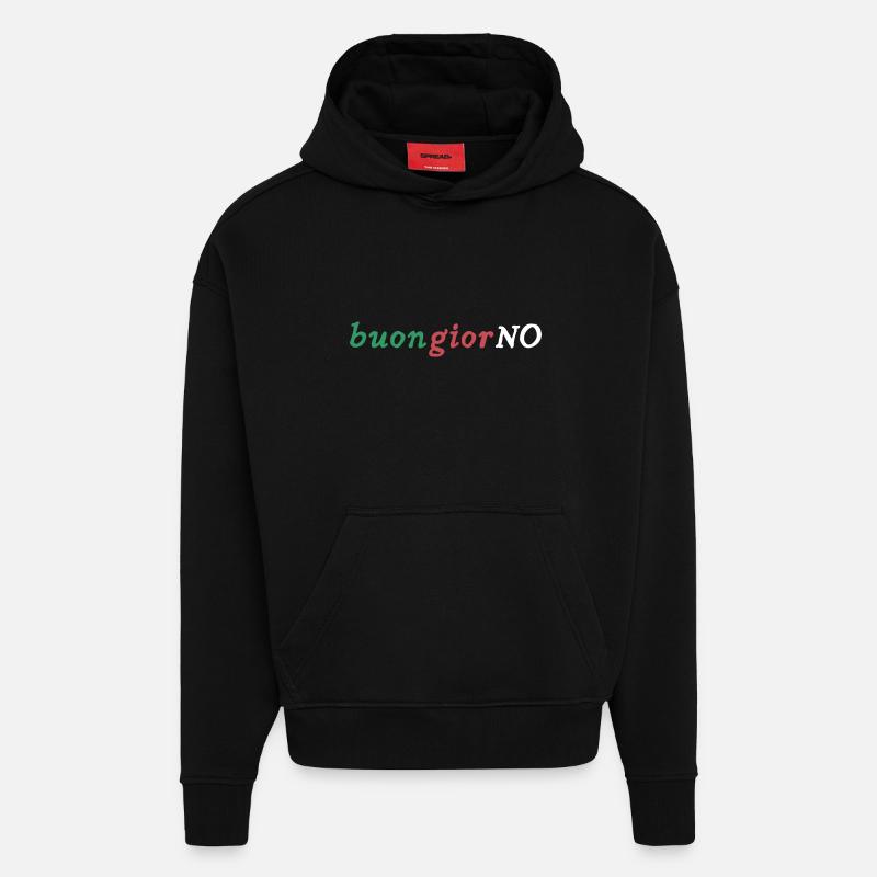 BuongiorNON ! - Sweat à capuche bio épais oversize fabriqué en UE - SOLID BLACK