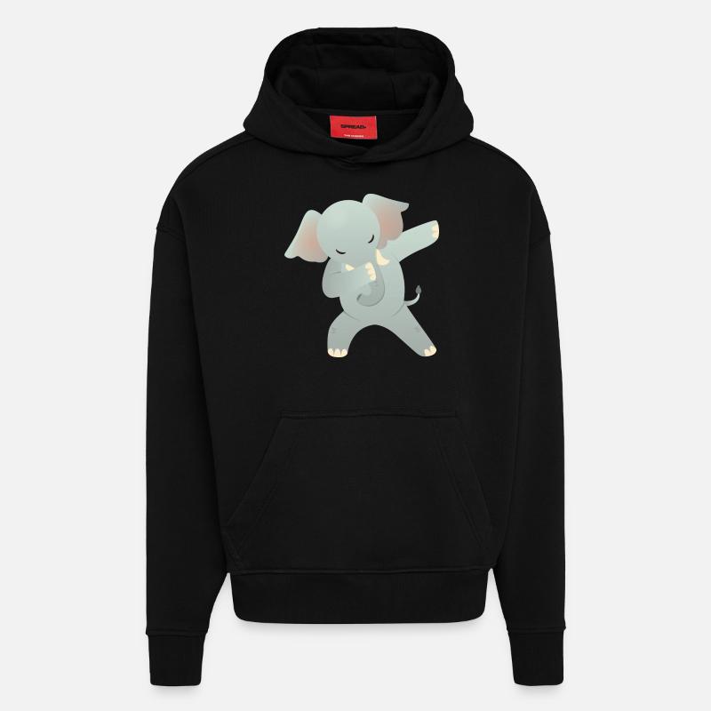 Elephant Dab Dance - Cool Gift - Hoodie- made by SPREAD  - SOLID BLACK