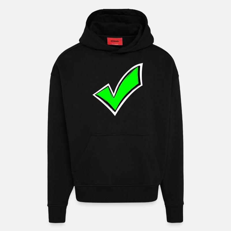 Coche crochets en noir vu - Sweat à capuche bio épais oversize fabriqué en UE - SOLID BLACK