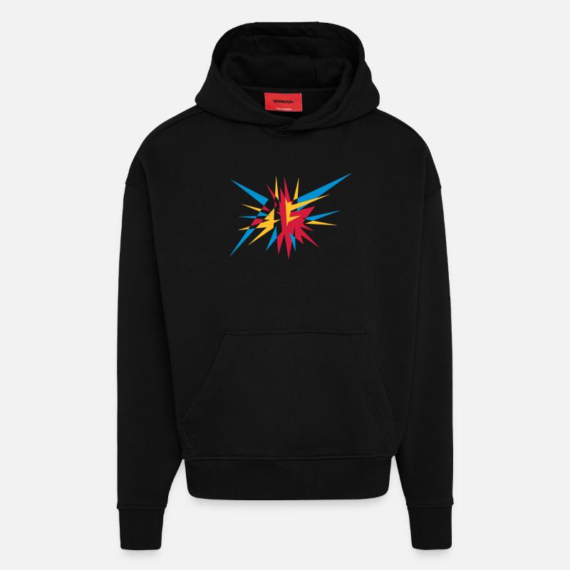 Explosion und Strahlen - Hoodie- made by SPREAD  - SOLID BLACK