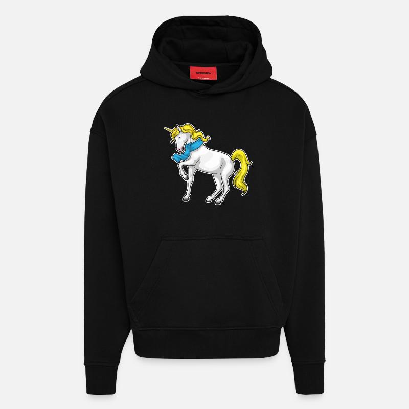 Foulard licorne - Sweat à capuche bio épais oversize fabriqué en UE - SOLID BLACK