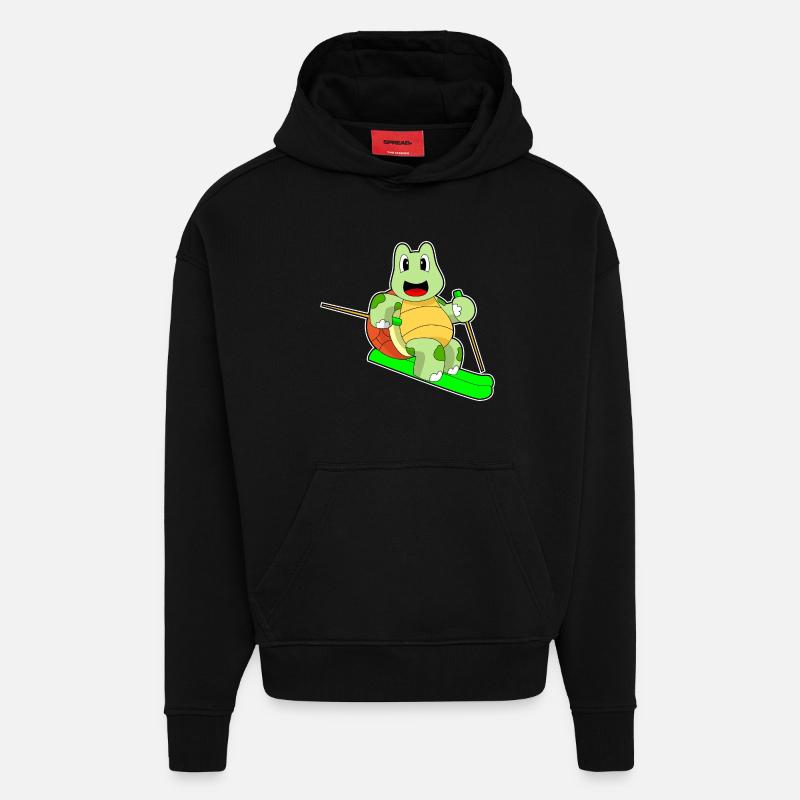Turtle Skier Ski - Sweat à capuche bio épais oversize fabriqué en UE - SOLID BLACK
