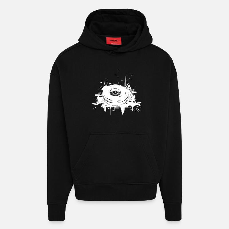 DJ Turntable - Hoodie- made by SPREAD  - SOLID BLACK