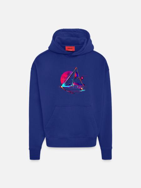 Oldschool Sailboat Drawing - Hoodie- made by SPREAD  - SOLID BLACK
