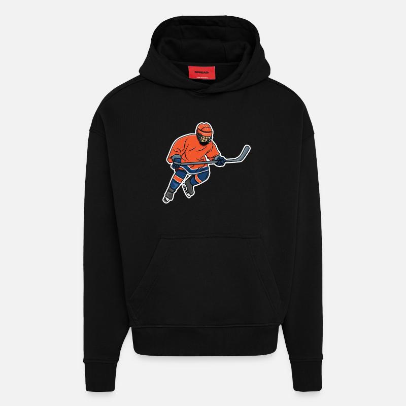 Hockey sur glace - Sweat à capuche bio épais oversize fabriqué en UE - SOLID BLACK