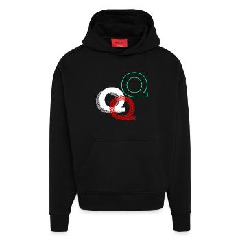 Cadeau Letter Q - Sweat à capuche bio épais oversize fabriqué en UE - SOLID BLACK - Devant