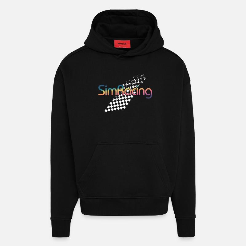 SimRacing Gradient Logo - Sweat à capuche bio épais oversize fabriqué en UE - SOLID BLACK