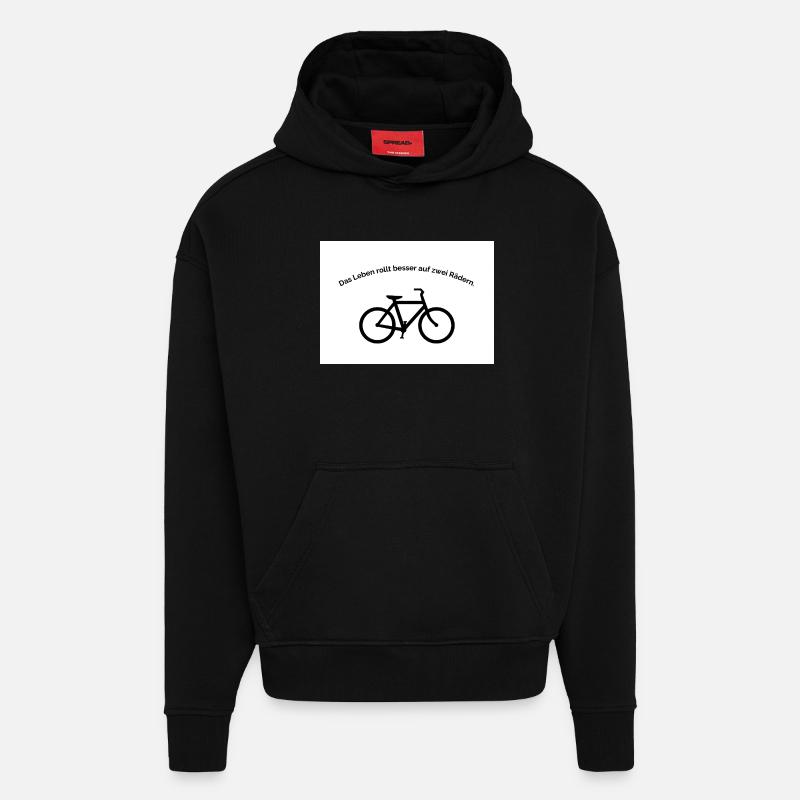 Life rolls better on two wheels - Hoodie- made by SPREAD - SOLID BLACK