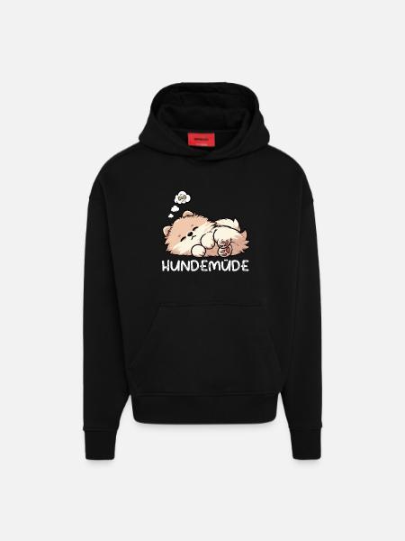 Hundemüde Zwergspitz Zwergspitze Spitzhund Spitz - Hoodie- made by SPREAD - SOLID BLACK