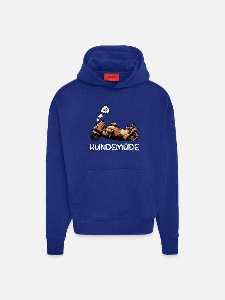 Hundemüde Langhaardackel Dackel Dackelhalter - Hoodie- made by SPREAD - SOLID BLACK