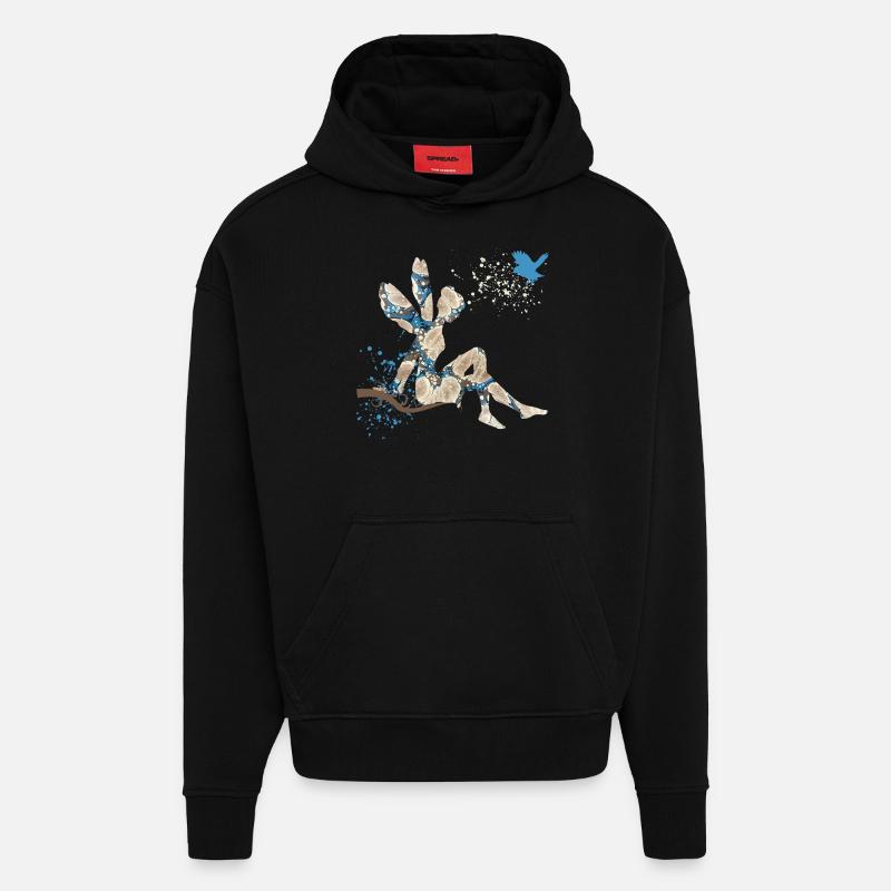 frais e 242 - Sweat à capuche bio épais oversize fabriqué en UE - SOLID BLACK