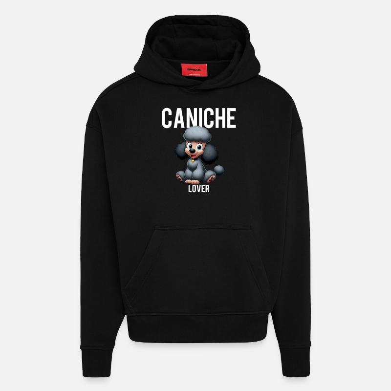 caniche lover 3 - Sweat à capuche bio épais oversize fabriqué en UE - SOLID BLACK