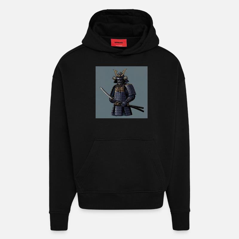 Samouraï : l’âme du guerrier - Sweat à capuche bio épais oversize fabriqué en UE - SOLID BLACK