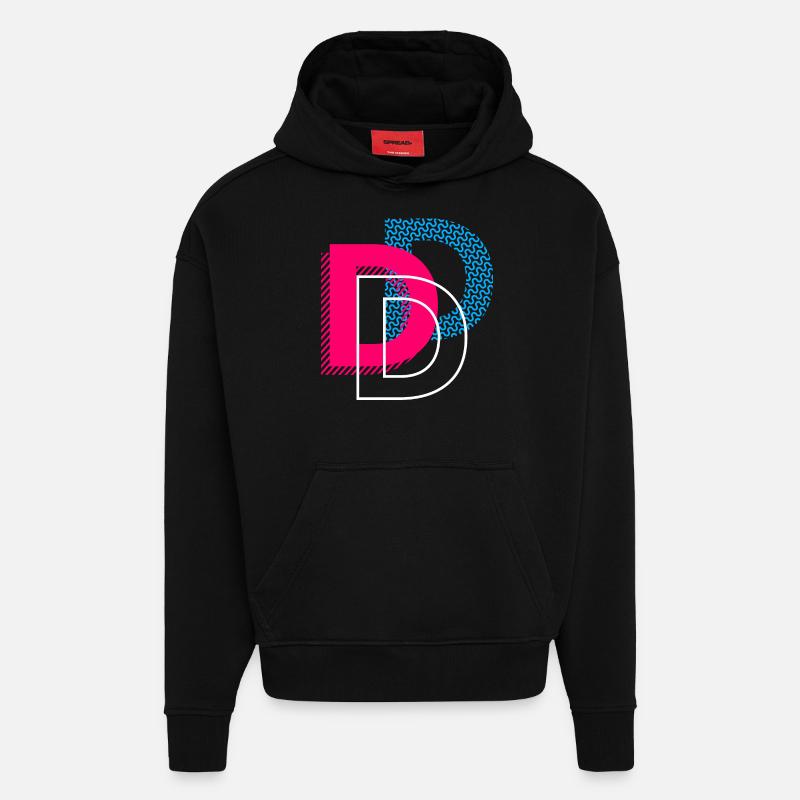 Anfangsbuchstabe D - Hoodie- made by SPREAD  - SOLID BLACK