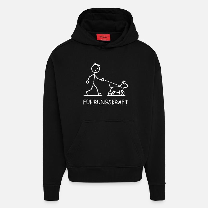 Chien de Leadership - Sweat à capuche bio épais oversize fabriqué en UE - SOLID BLACK