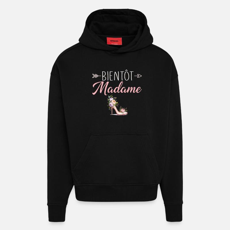 Madame Mariage EVJF Future Mariée - Sweat à capuche bio épais oversize fabriqué en UE - SOLID BLACK