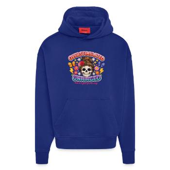 Overstimulated Unhinged Skull Flora - Hoodie- made by SPREAD  - Iconic Blue - Vorne