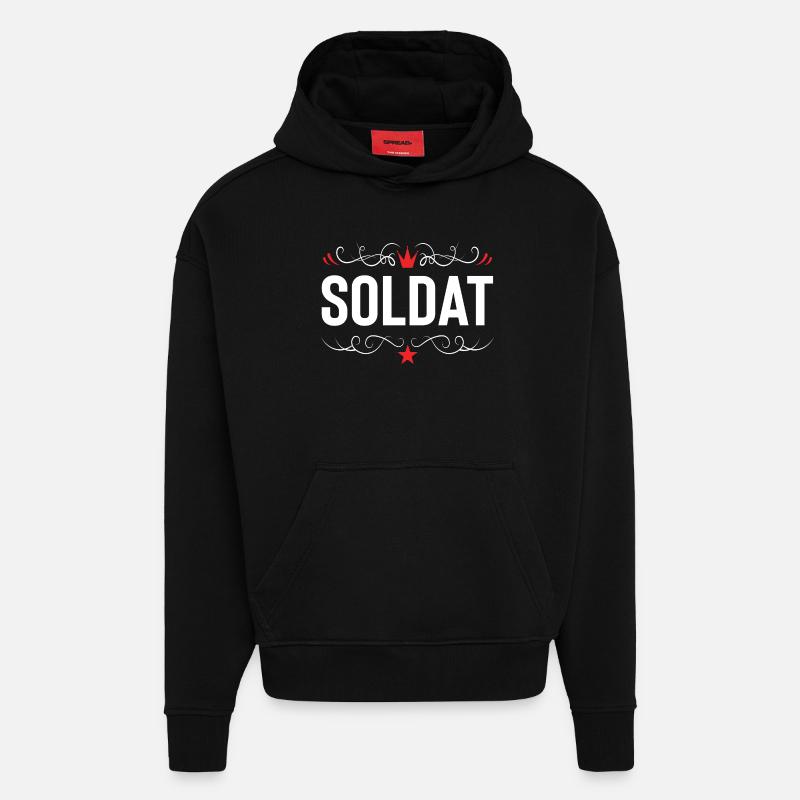 Profession de soldat - Sweat à capuche bio épais oversize fabriqué en UE - SOLID BLACK