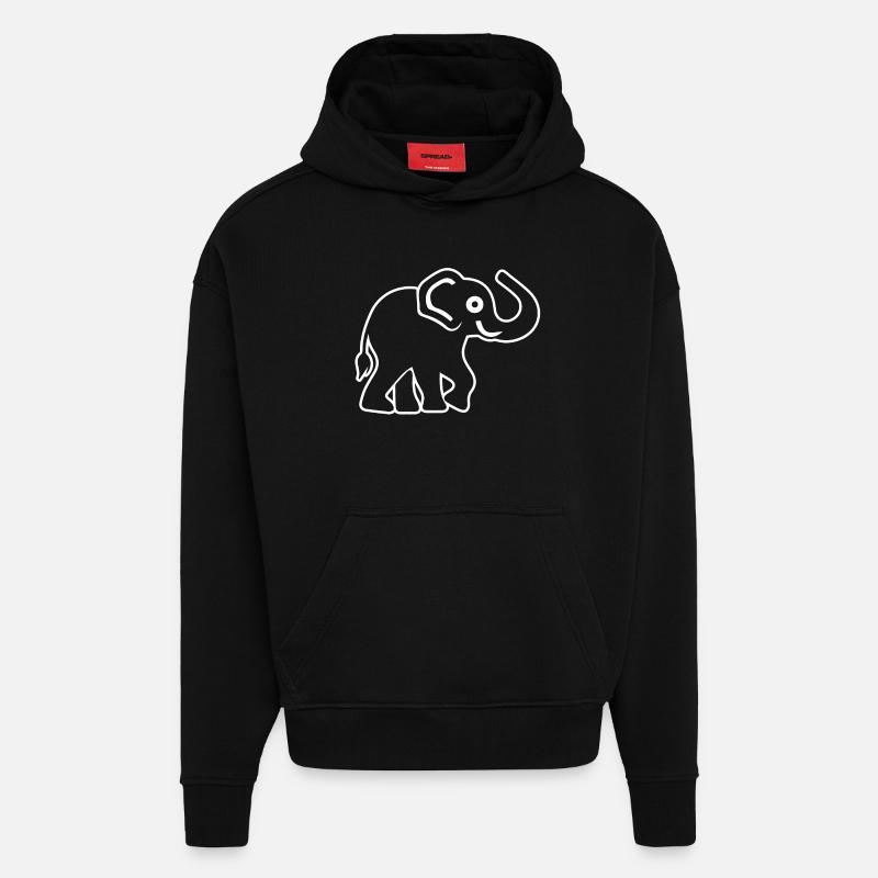 Elephant Elephant - Hoodie- made by SPREAD  - SOLID BLACK