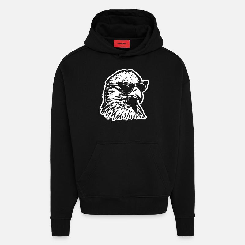 Eagle Eagle Head - Hoodie- made by SPREAD  - SOLID BLACK