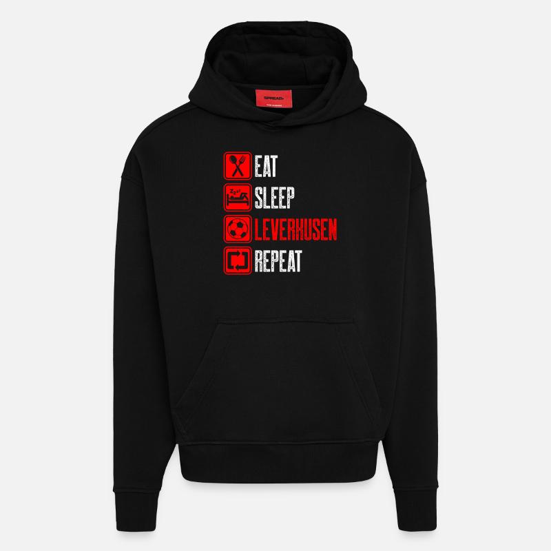 Répétez Leverkusen - Sweat à capuche bio épais oversize fabriqué en UE - SOLID BLACK