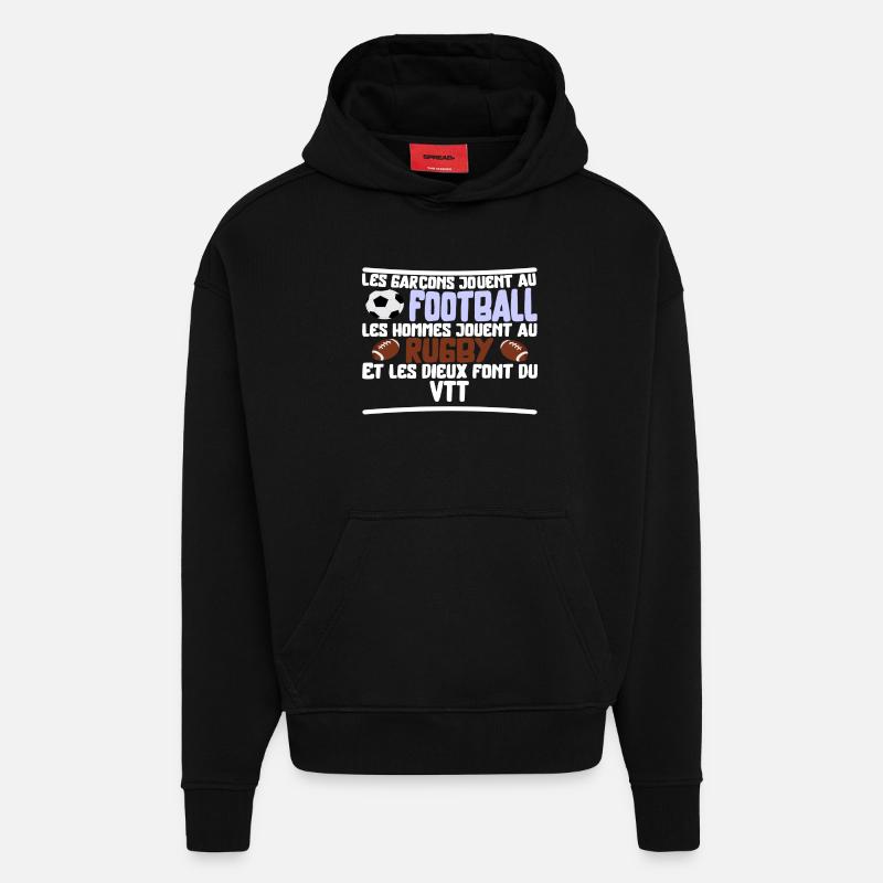 Les dieux VTT cadeau - Sweat à capuche bio épais oversize fabriqué en UE - SOLID BLACK