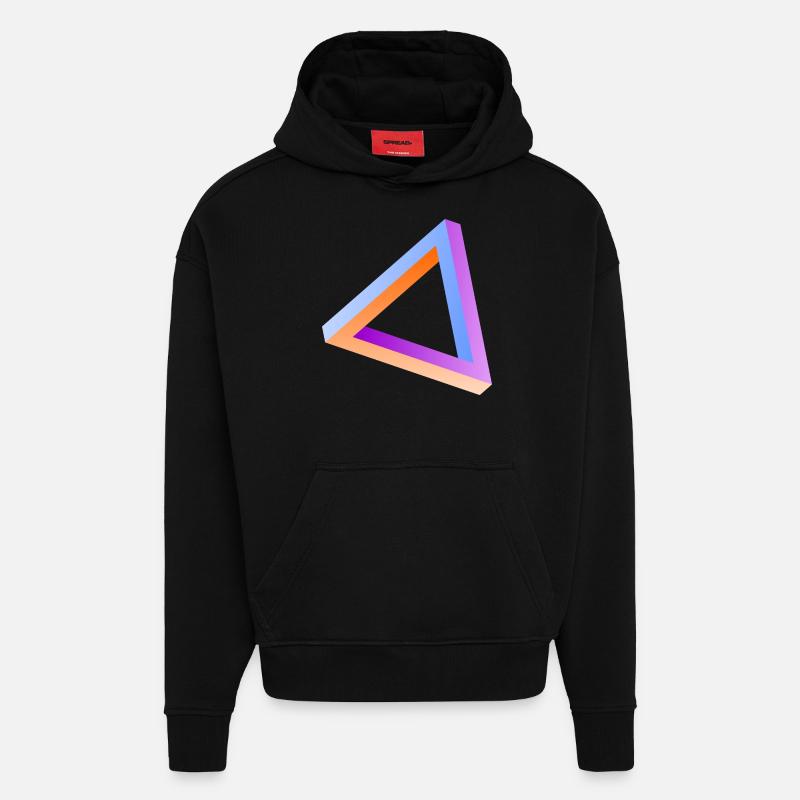 Impossible triangle optical illusion - Hoodie- made by SPREAD  - SOLID BLACK