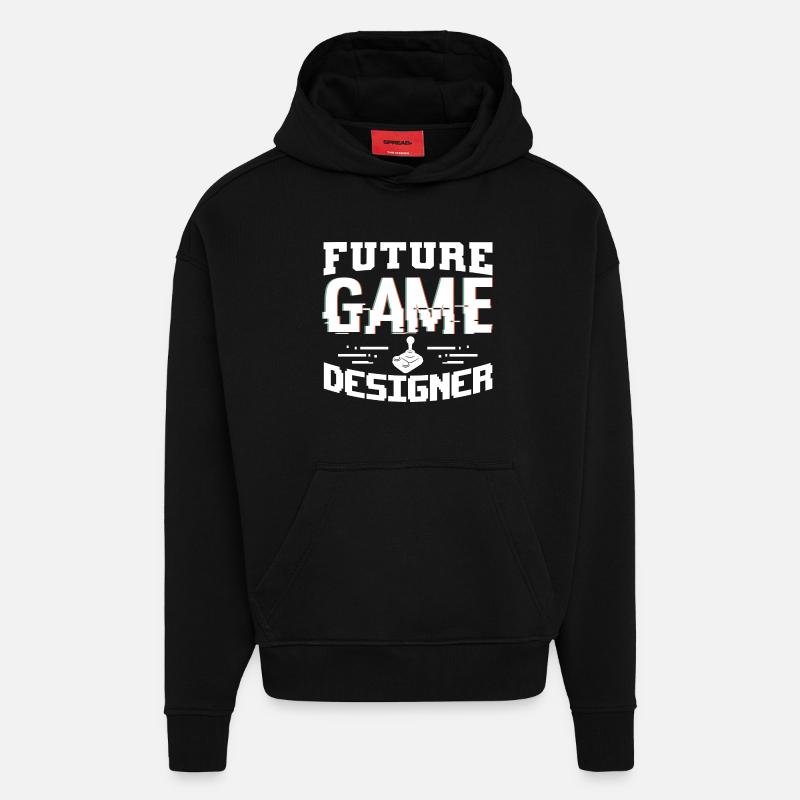 Game Designer Garçon - Sweat à capuche bio épais oversize fabriqué en UE - SOLID BLACK
