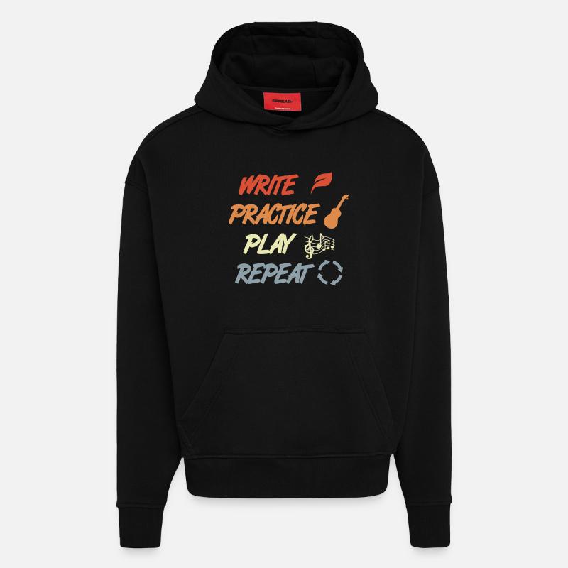 Motivation ukulélé - Sweat à capuche bio épais oversize fabriqué en UE - SOLID BLACK