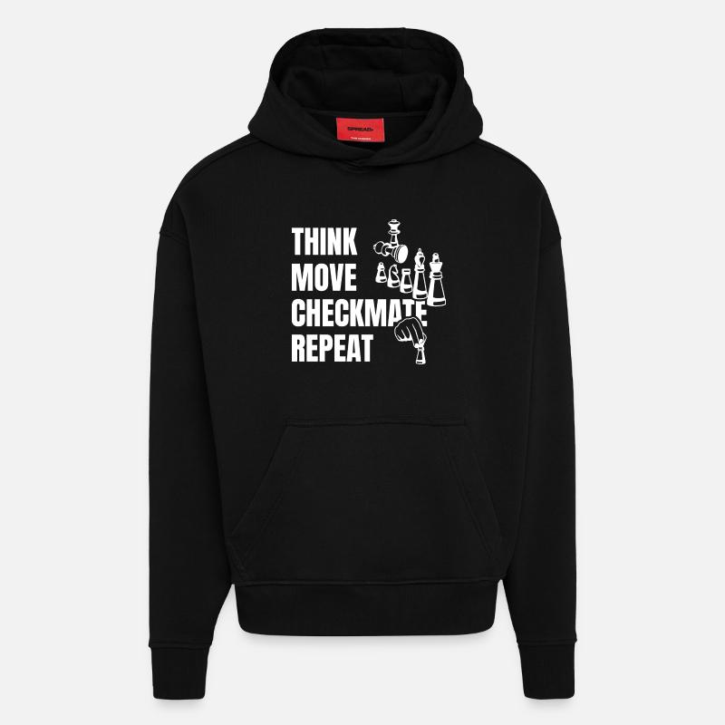 Think Play Checkmate Next - Hoodie- made by SPREAD  - SOLID BLACK