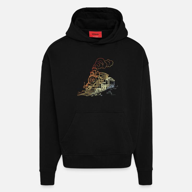 Eisenbahn Line Art - Hoodie- made by SPREAD - SOLID BLACK