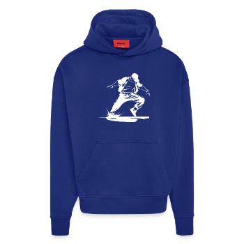 Croquis de B-Boy - Sweat à capuche bio épais oversize fabriqué en UE - Iconic Blue - Devant