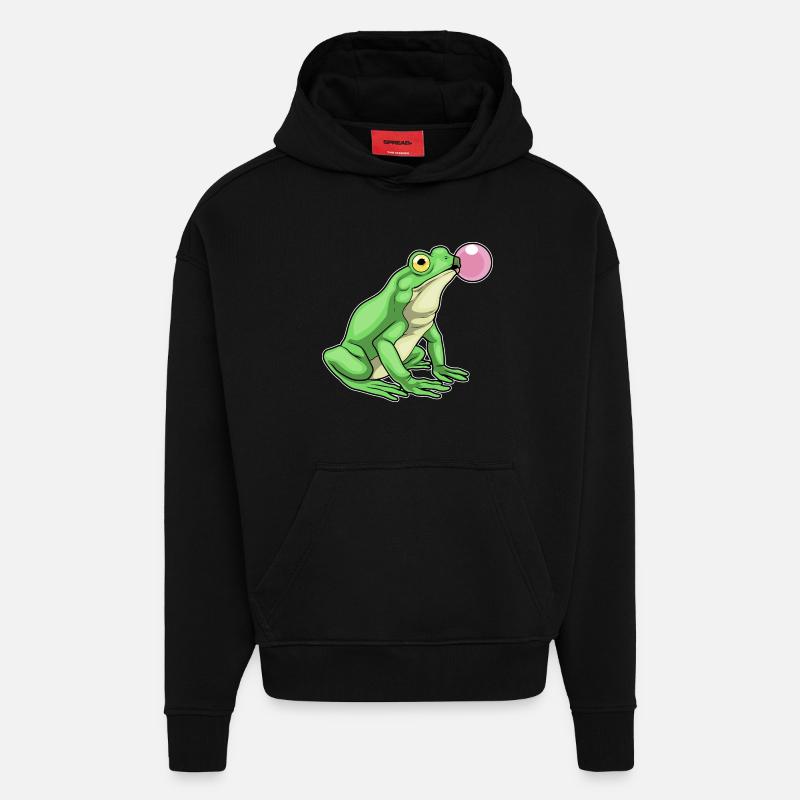 Frog Chewing Gum - Hoodie- made by SPREAD  - SOLID BLACK