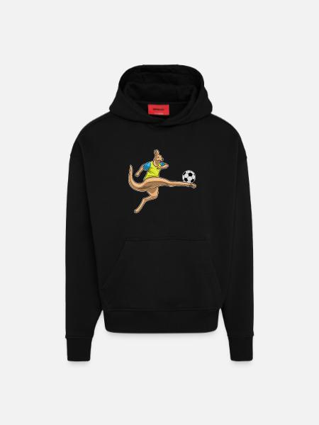 Kangaroo Soccer Player Soccer - Hoodie- made by SPREAD - SOLID BLACK