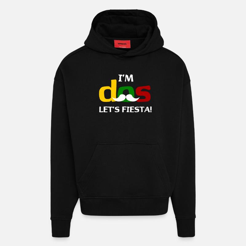 Je suis Dos Let’s Fiesta - Sweat à capuche bio épais oversize fabriqué en UE - SOLID BLACK