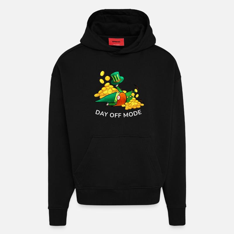 Lutin mode Jour Repos - Sweat à capuche bio épais oversize fabriqué en UE - SOLID BLACK