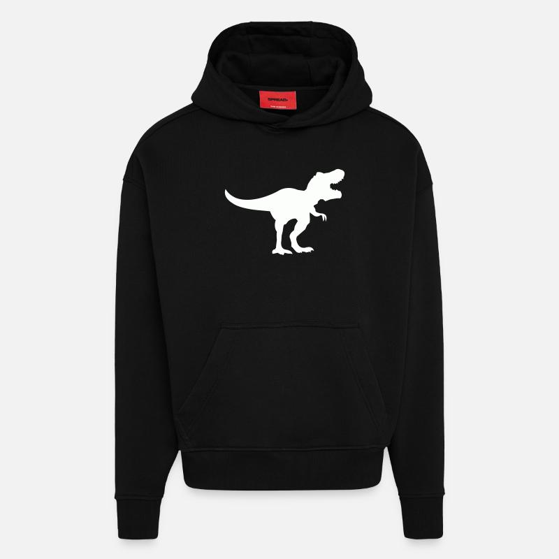 dinosaurier_trex - Sweat à capuche bio épais oversize fabriqué en UE - SOLID BLACK