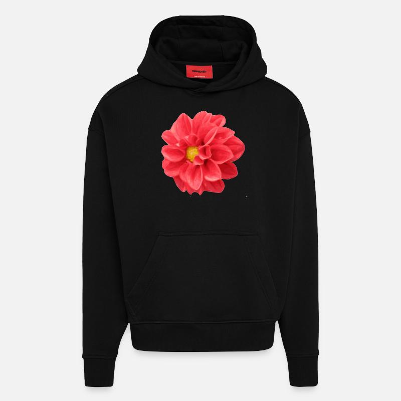 fleur - Sweat à capuche bio épais oversize fabriqué en UE - SOLID BLACK