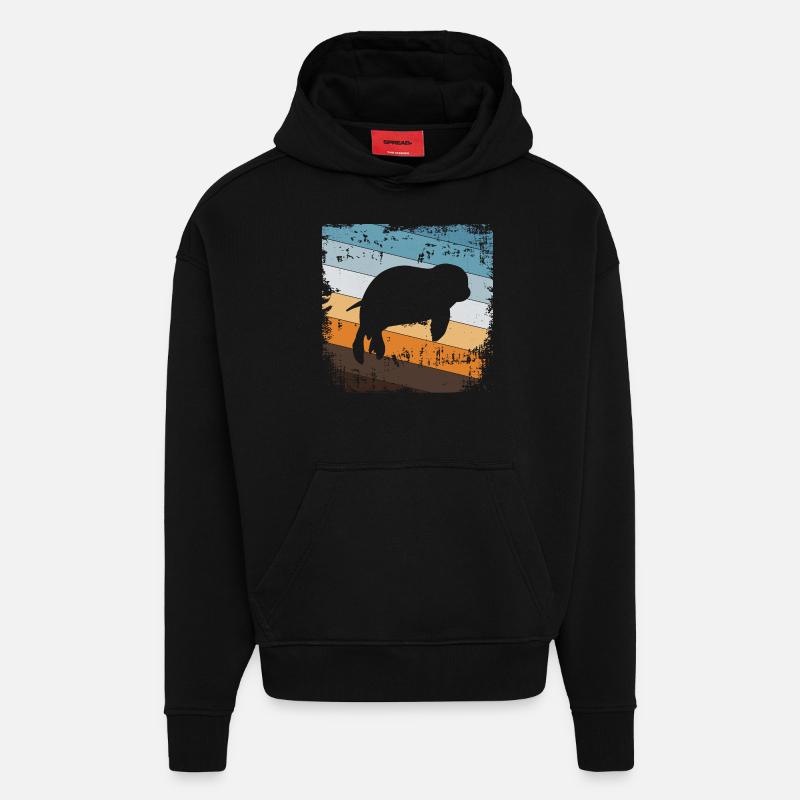 Phoque phoque - Sweat à capuche bio épais oversize fabriqué en UE - SOLID BLACK