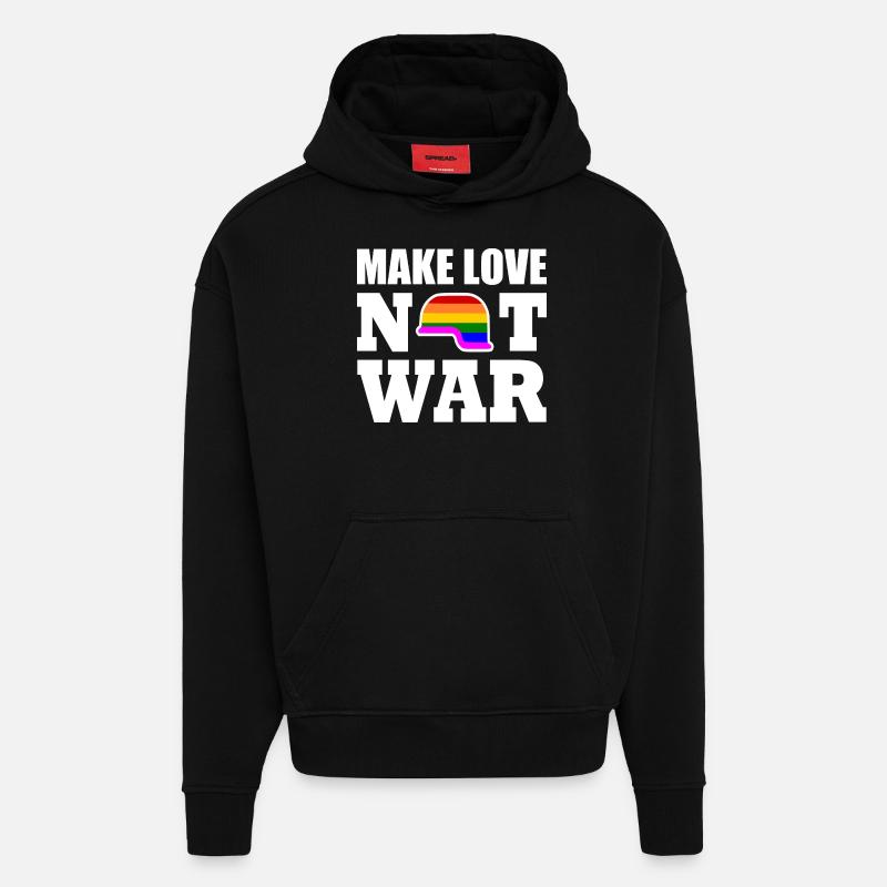 Make love not war - Hoodie- made by SPREAD  - SOLID BLACK