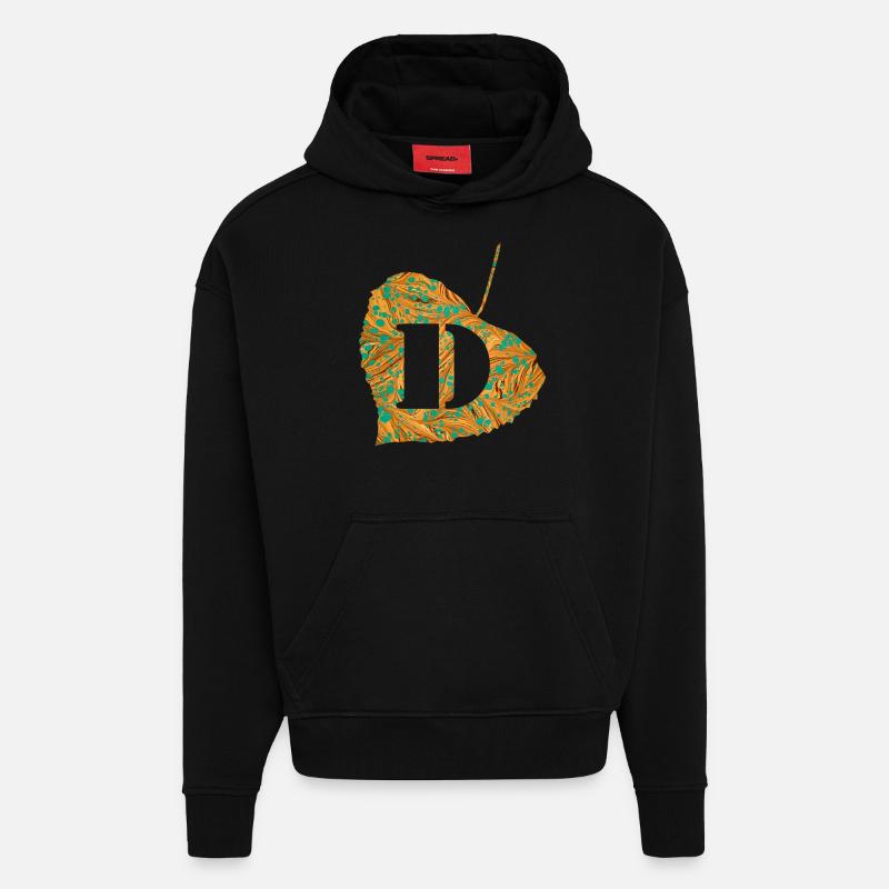 Feuille E 95 D - Sweat à capuche bio épais oversize fabriqué en UE - SOLID BLACK