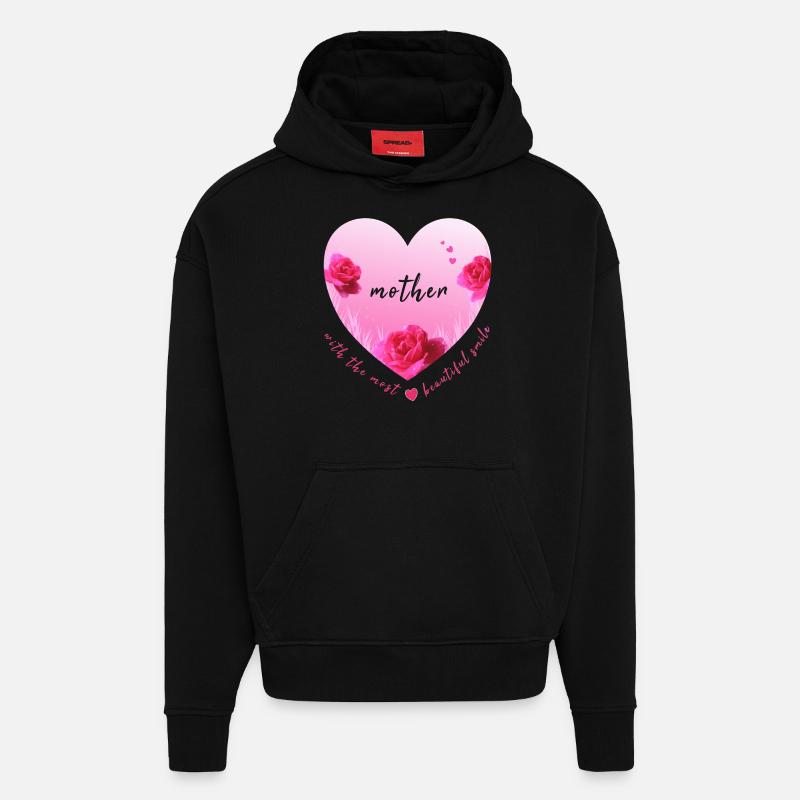mère maman maman maman - Sweat à capuche bio épais oversize fabriqué en UE - SOLID BLACK