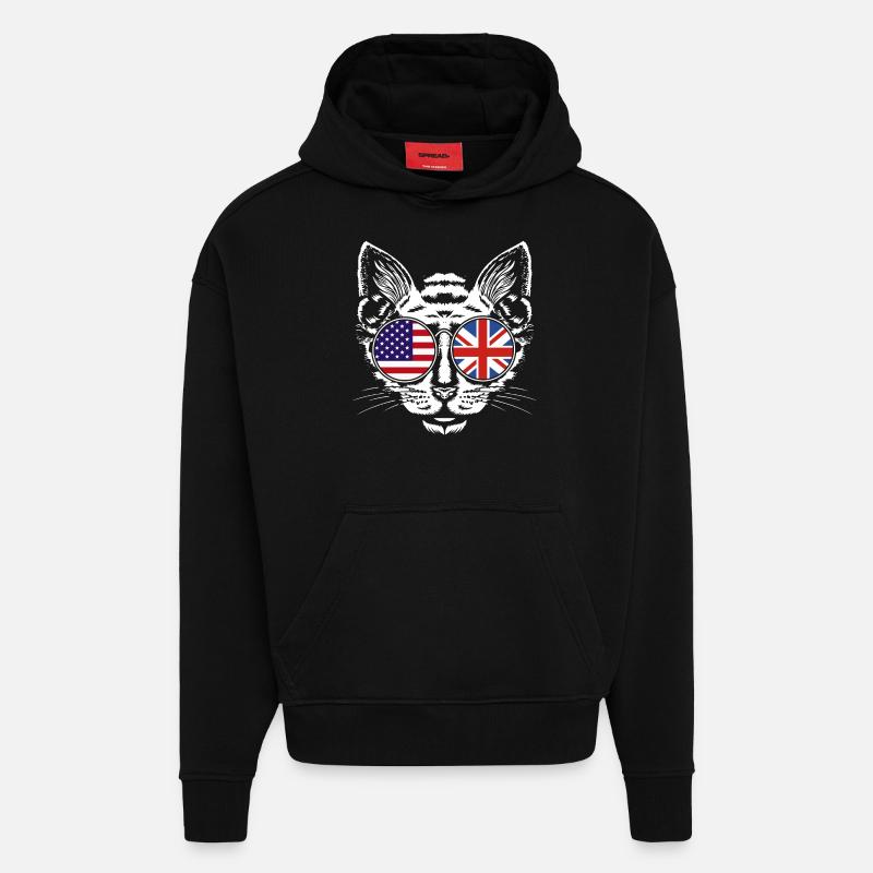 Angleterre Anglais - Sweat à capuche bio épais oversize fabriqué en UE - SOLID BLACK