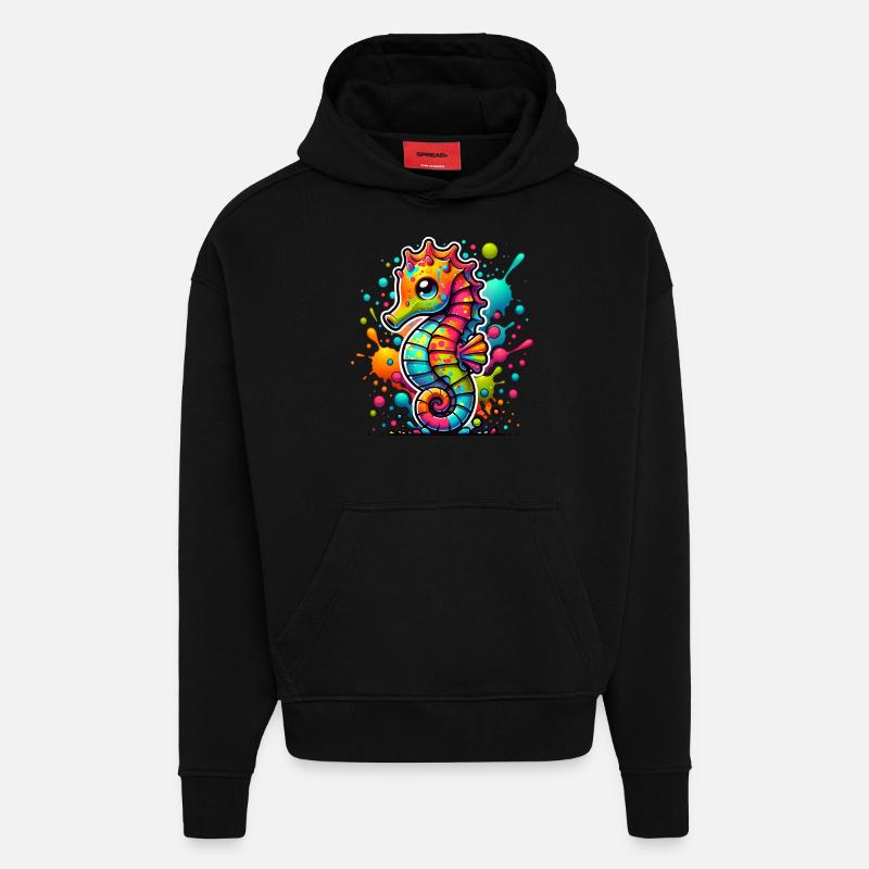 Seepferd Seepferdchen - Hoodie- made by SPREAD  - SOLID BLACK
