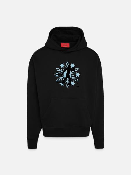 Cross-country snow flake - Hoodie- made by SPREAD - SOLID BLACK