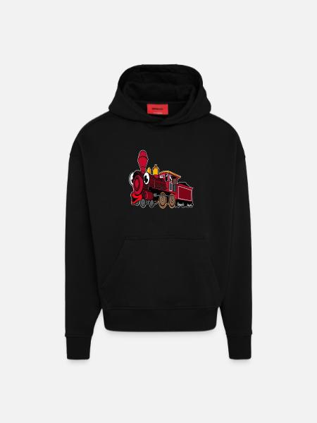 locomotive - Hoodie- made by SPREAD - SOLID BLACK