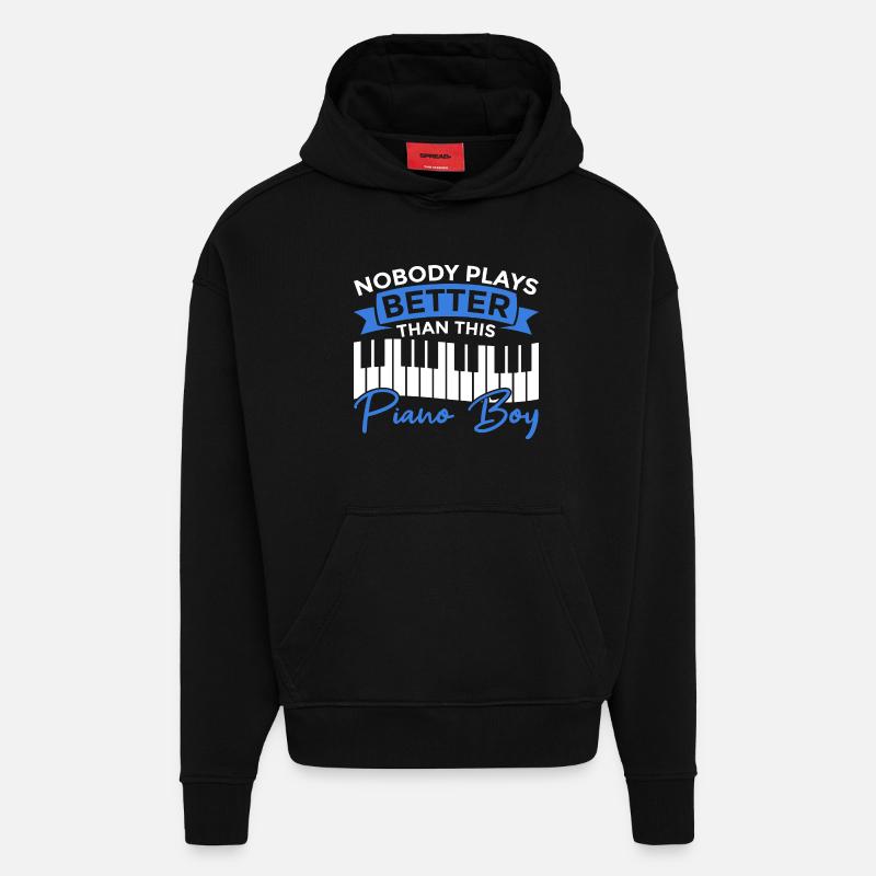 Pianiste Junge - Sweat à capuche bio épais oversize fabriqué en UE - SOLID BLACK