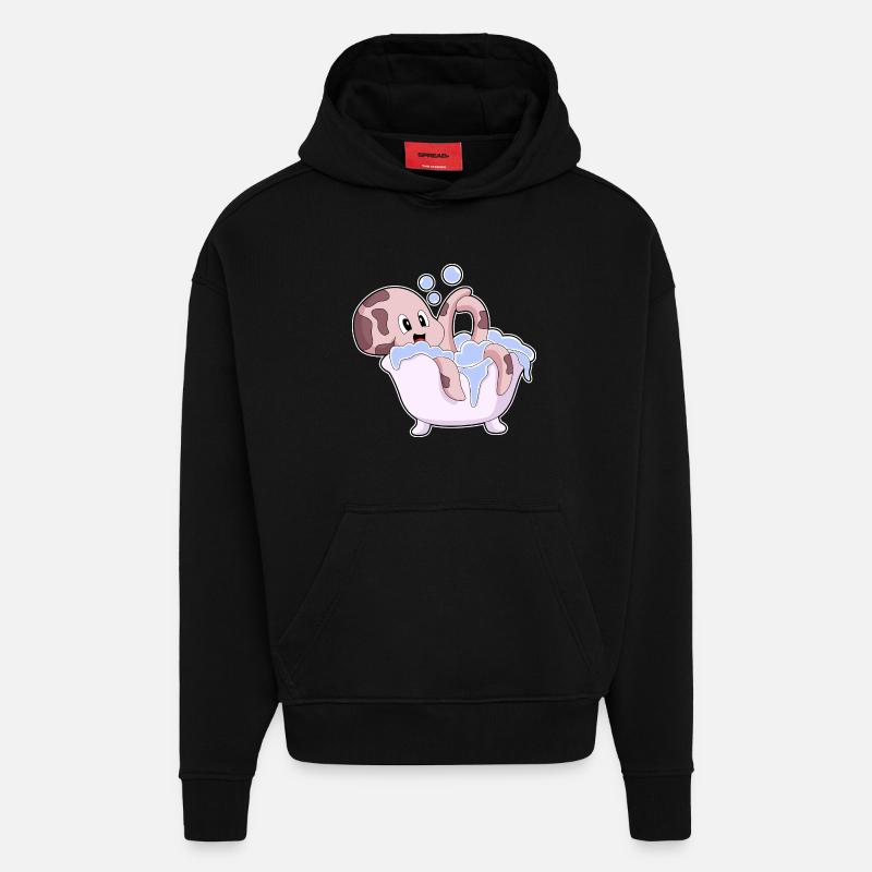 Baignoire Octopus - Sweat à capuche bio épais oversize fabriqué en UE - SOLID BLACK